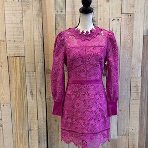 Adelyn Rae Fuchsia Lace Long Sleeve Dress